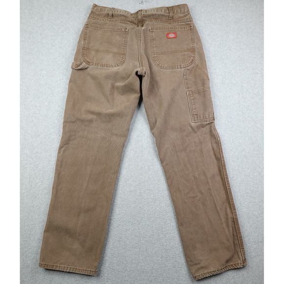 Dickies Relaxed Fit Carpenter Pants Mens 33x32 Brown Cotton Canvas Utility Work - Picture 2 of 9